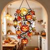 Acrylic 2D Flat Pumpkin Maple Leaf Hanging Ornament: Halloween Window Decoration for Fall Home Styling