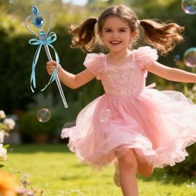 Heart Shaped Magical Wands for Kids Girls Princess Dress Up Accessories Faux Crystal Fairy Wand for Christmas Halloween Party Cosplay Costume