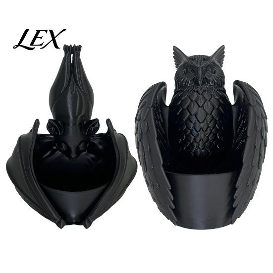 Halloween Garden Accessories Hanging Bat Plant Pot, 3D Printed Owl Planter, Indoor Outdoor Holder Gothic for Trailing Vines, Home Porch Balcony Decor