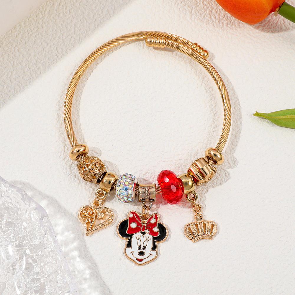 Minnie Mouse Cartoon Adjustable Beaded Bracelet For Gift Travel Souvenir