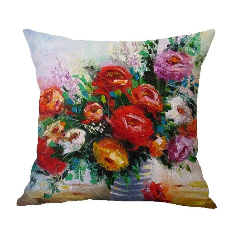 

Декор для вітальні, спальні, розкішна м’яка наволочка, ретро, ​​картина маслом, краса, сафлор 40x40cm