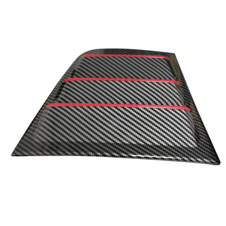 2x Carbon Look w/Red Trim Rear Side Window Louver Cover  For 11-21 Dodge Charger