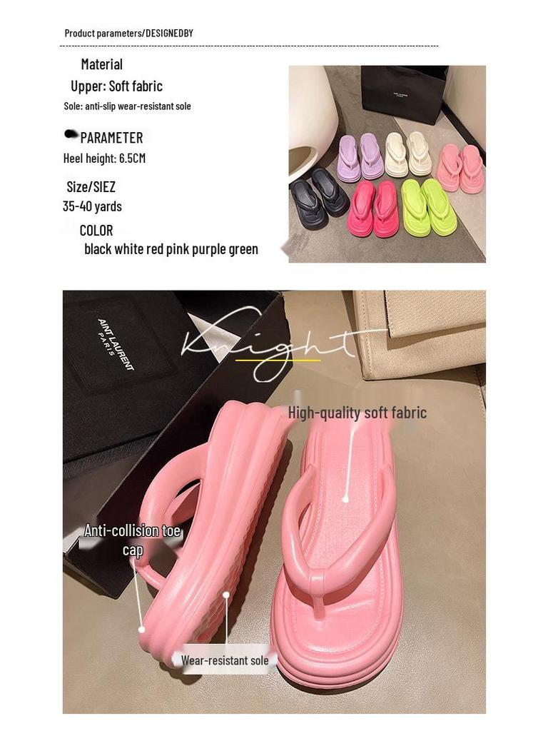 Women's EVA Odor-Resistant Non-Slip Thick-Soled Flip-Flops for Summer Beach