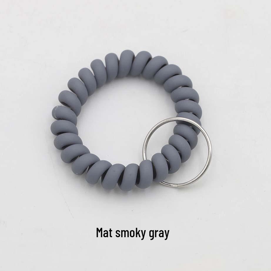 Matte Plastic Anti-Lost Spring Coil Cord Keychain and Hair Tie Bracelet