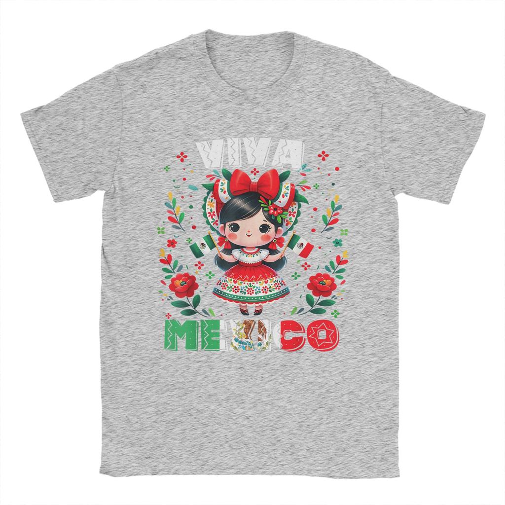 Unique Viva Mexico Mexican Girl Flag Independence Day T-Shirt T-Shirt for Men Crew Neck T Shirt  Short Sleeve Tees Tops
