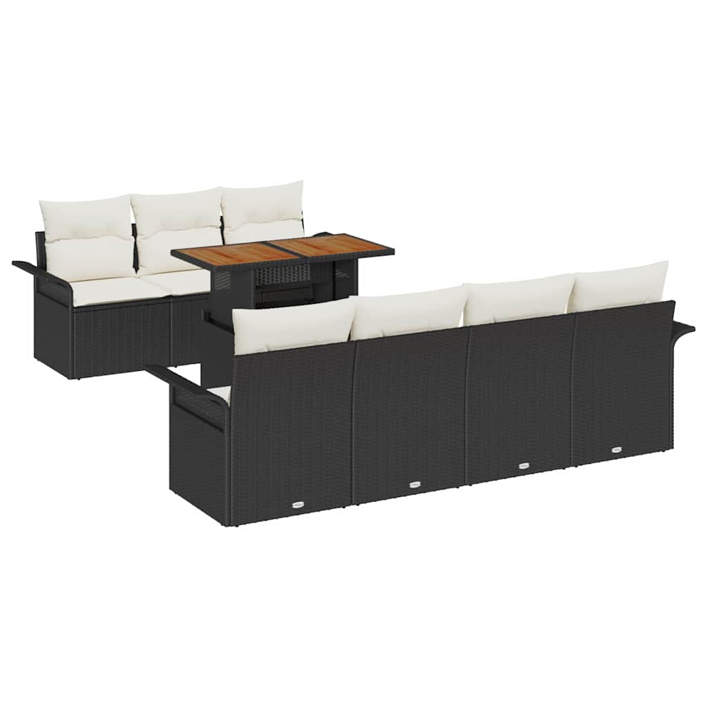 Garden Sofa Set with Storage 8 pcs Black Poly Rattan