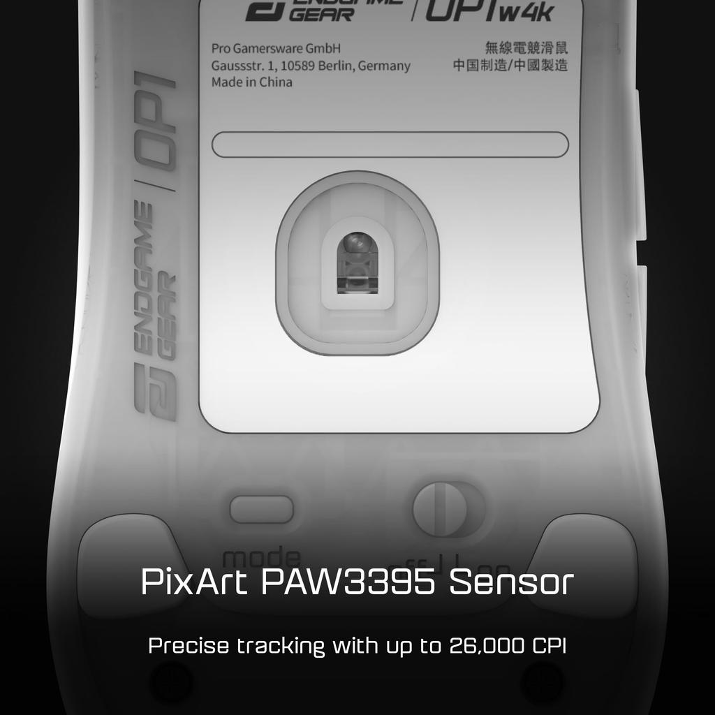 Endgame Gear OP1w 4K Wireless Gaming 4000Hz Polling Kailh GX PixArt PAW3395 White Frost Mouse, Rate, Switches, Sensor, (EGG-OP1W4K-WF)