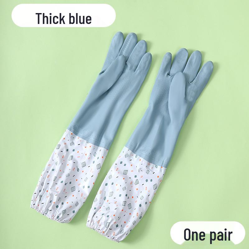 

Потовщені водонепроникні гумові рукавички для миття посуду з вельветовою підкладкою для зимового прибирання
