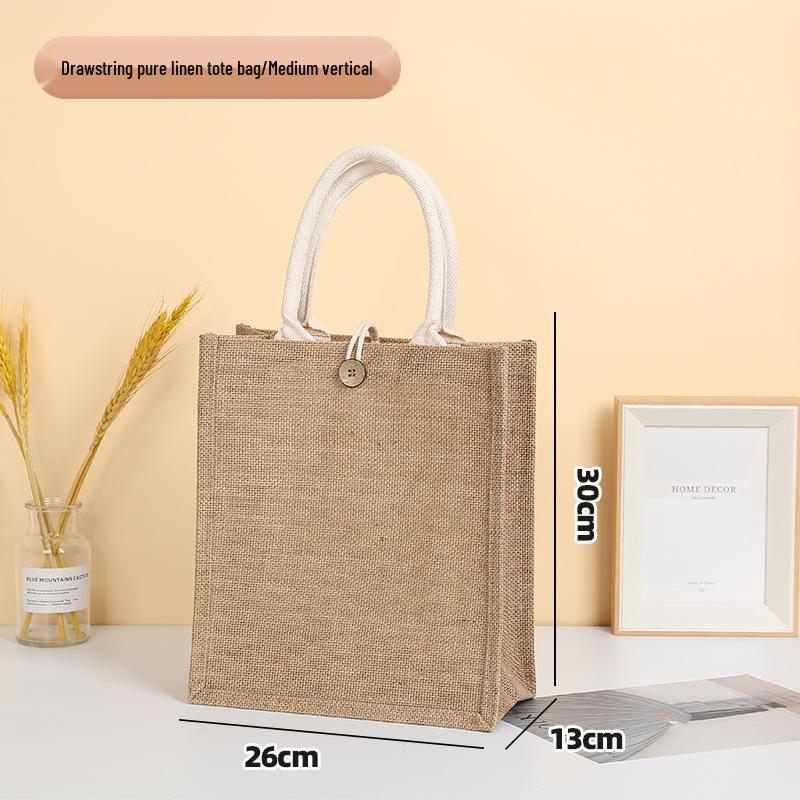 Custom Logo Hand-Painted Tote: Jute, Canvas, Cotton & Linen Handbag, Burlap DIY Lunch Box Bag