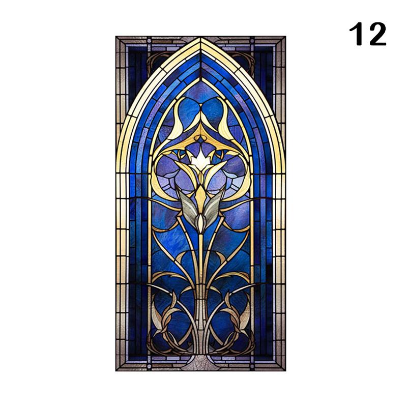Retro Art Skleněná Fólie Evropský Styl Vitrážové Kostelní Umění Soukromí Okenní Samolepky Neprůhledné Hotelový Klub Veranda Okenní Dekorace Fólie