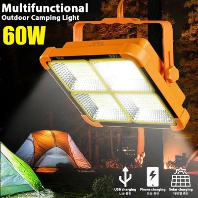 Wiederaufladbarer 60 Watt Solarstrahler Außen Tragbarer LED-Reflektor Scheinwerfer Wiederaufladbarer Projektor Flutlicht Solarlampe