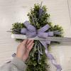 Crossed Shape Easter Wreath with Big Bowknot Plastic Artifical Wreath Hanging Decoration for Door Holiday Decoration
