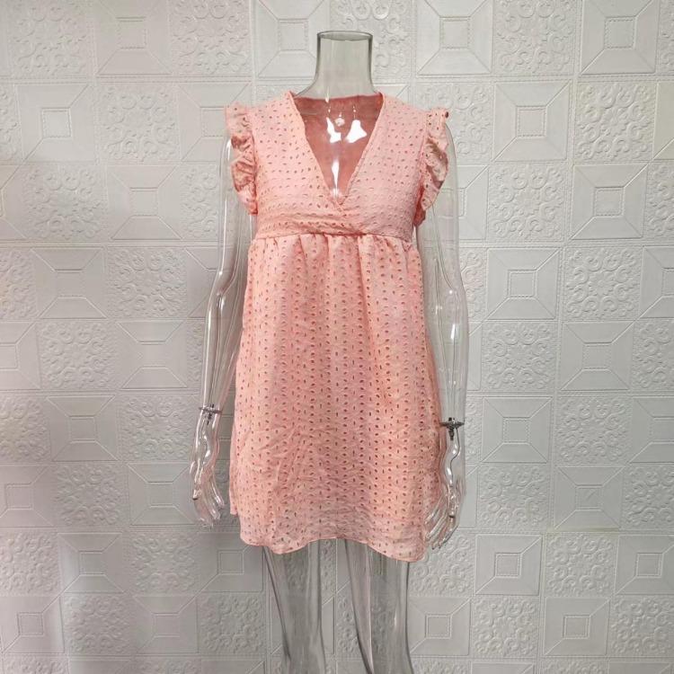 Elegant Women Casual Dress Hollow Out Lace Crochet V Neck New Arrival Fashion Dress