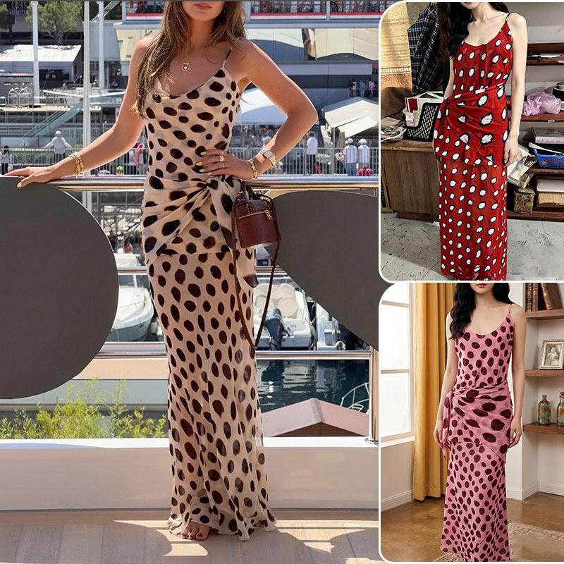 Womens 2026 Fall Printed Slip Maxi Dress Sexy Elegant Slim Fit Party Cocktail