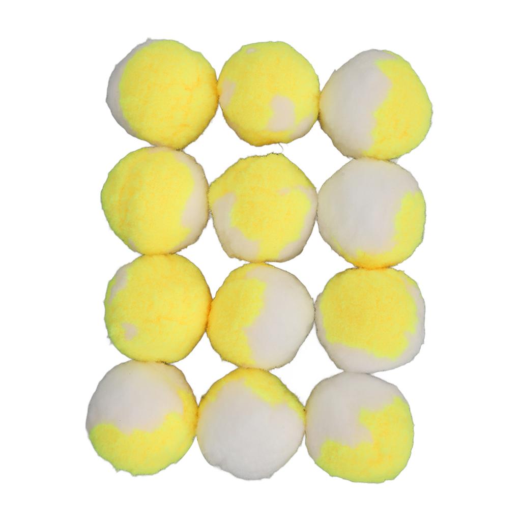 12pcs Cat Toy Balls Soft Elastic Quiet Interactive Plush Kitten Chewing Ball for Indoor Training Playing Yellow