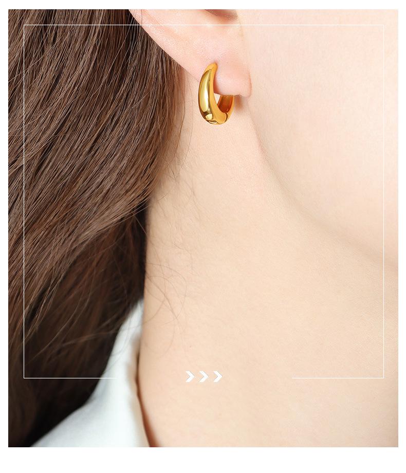 French-Inspired C-Shaped Minimalist Titanium Steel Earrings for Women