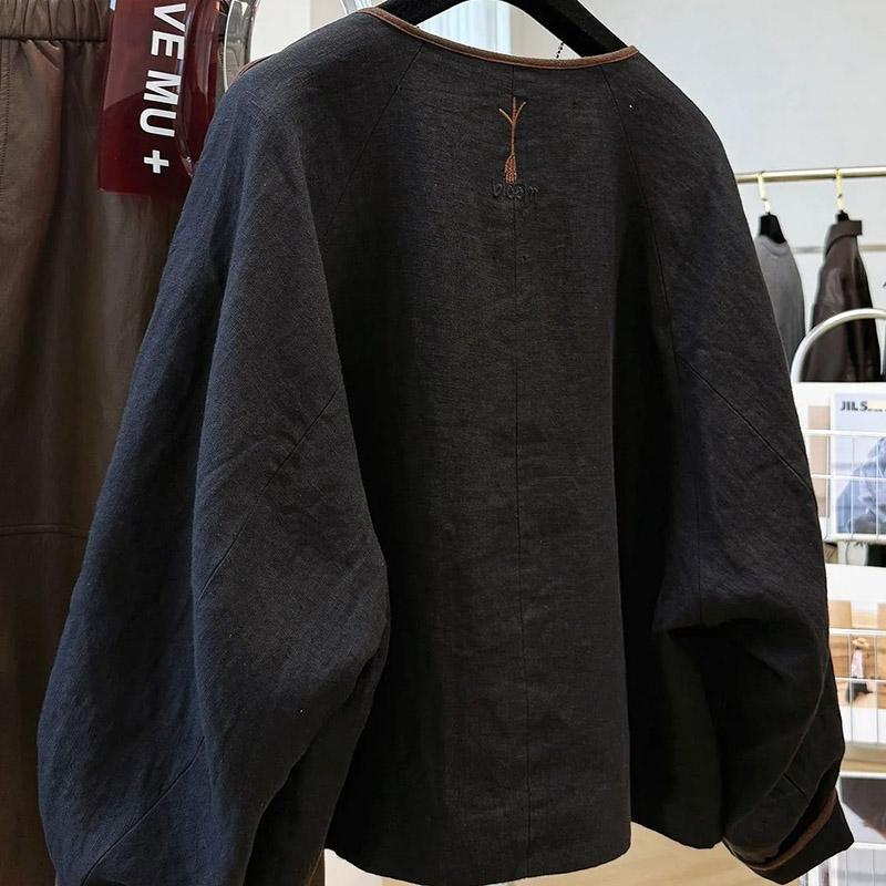 Palton pentru Femei Bumbac Toamnă Iarnă Îngroșat Casual Oversize Greu Brodat Guler Rotund Jachetă