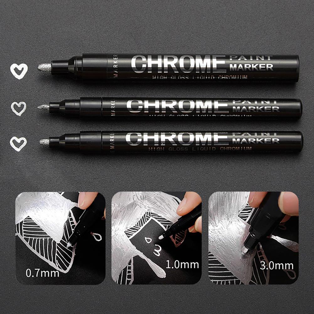 0.7/1/3mm Electroplating Chrome Mirror Marker Silver Liquid Hand-repair Chrome-plated Metal Waterproof Pen Craftwork Paint Pen