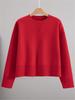 2026 Spring/Autumn Women's Loose Slimming Core-Spun Round Neck Solid Color Knit Sweater