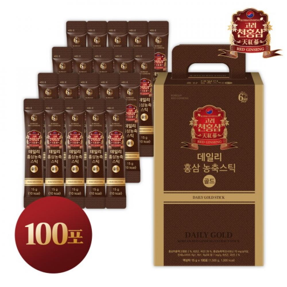 Goryeocheon Red Ginseng Daily Concentrate Sticks Gold 100ct Nonwoven Tote