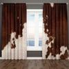 2pc Brown Cow Print Curtains 3D Faux Fur Texture Light Filtering Drapes Farmhouse Rustic Home Decor for Living Room Bedrooms