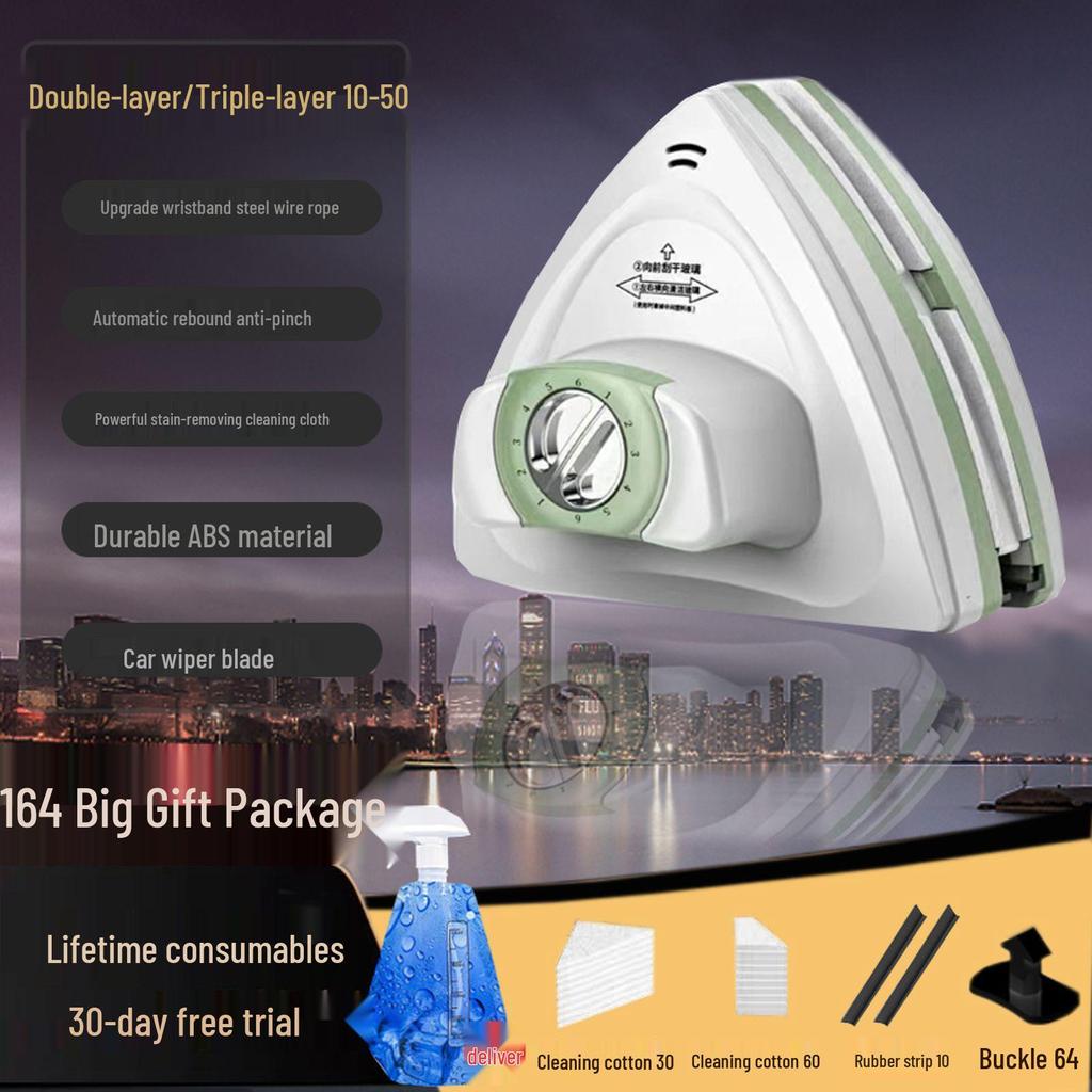 Strong Magnetic Triple-Layer Glass Cleaning Squeegee for High-Rise Windows