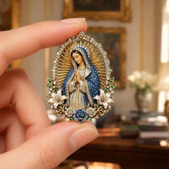 Sacred Heart of Jesus Brooch Confirmation Souvenir Christian Faith with Enamel