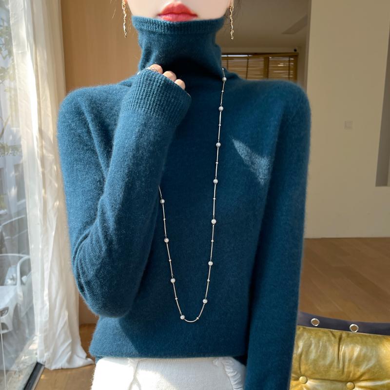 

Women s cashmere sweater Qinghe cashmere 30% cashmere 70% wool autumn and winter pullover warm and fashionable XXL каталіна синього кольору