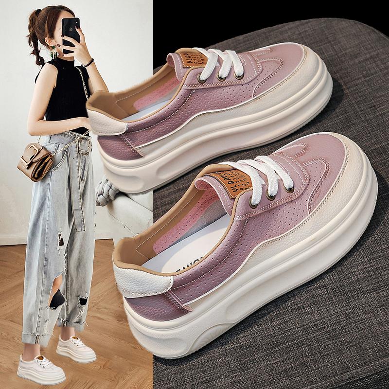 2025 New Style Women's Vulcanize Shoes with Increased Height and Thick Bottom for Casual Sports with  Single Shoes