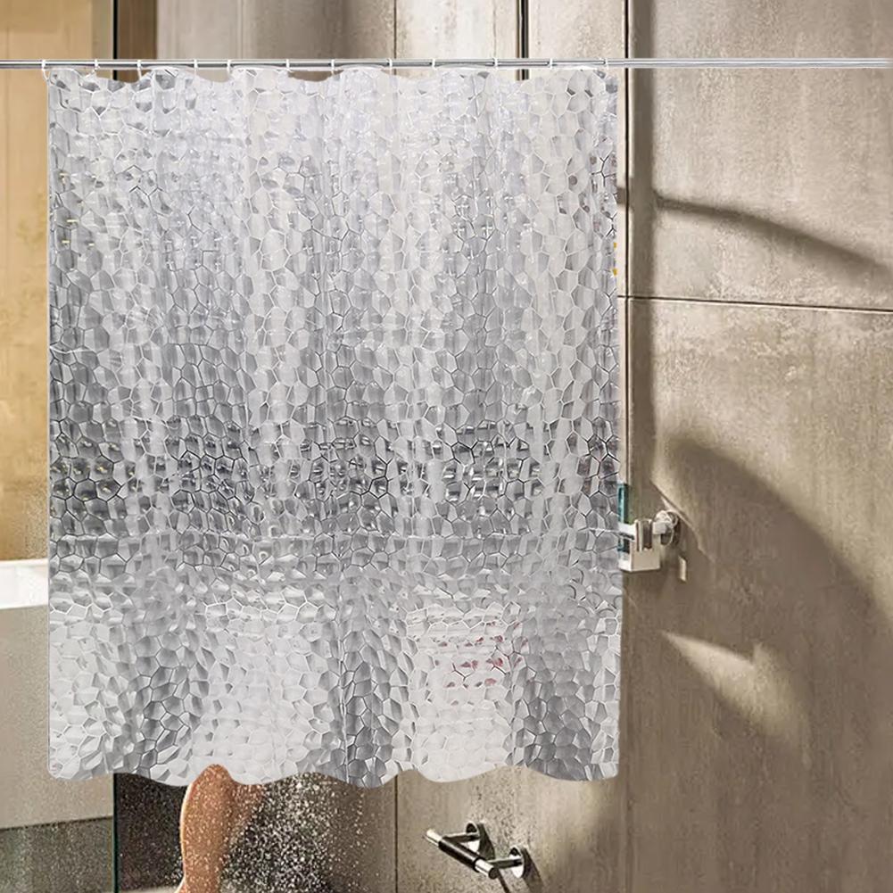 1PCS 180x180cm Clear Cobblestone Shower Curtain Liner with 3 Weighted Magnets And 12 Hooks, Window Curtain, Bathtub Partition