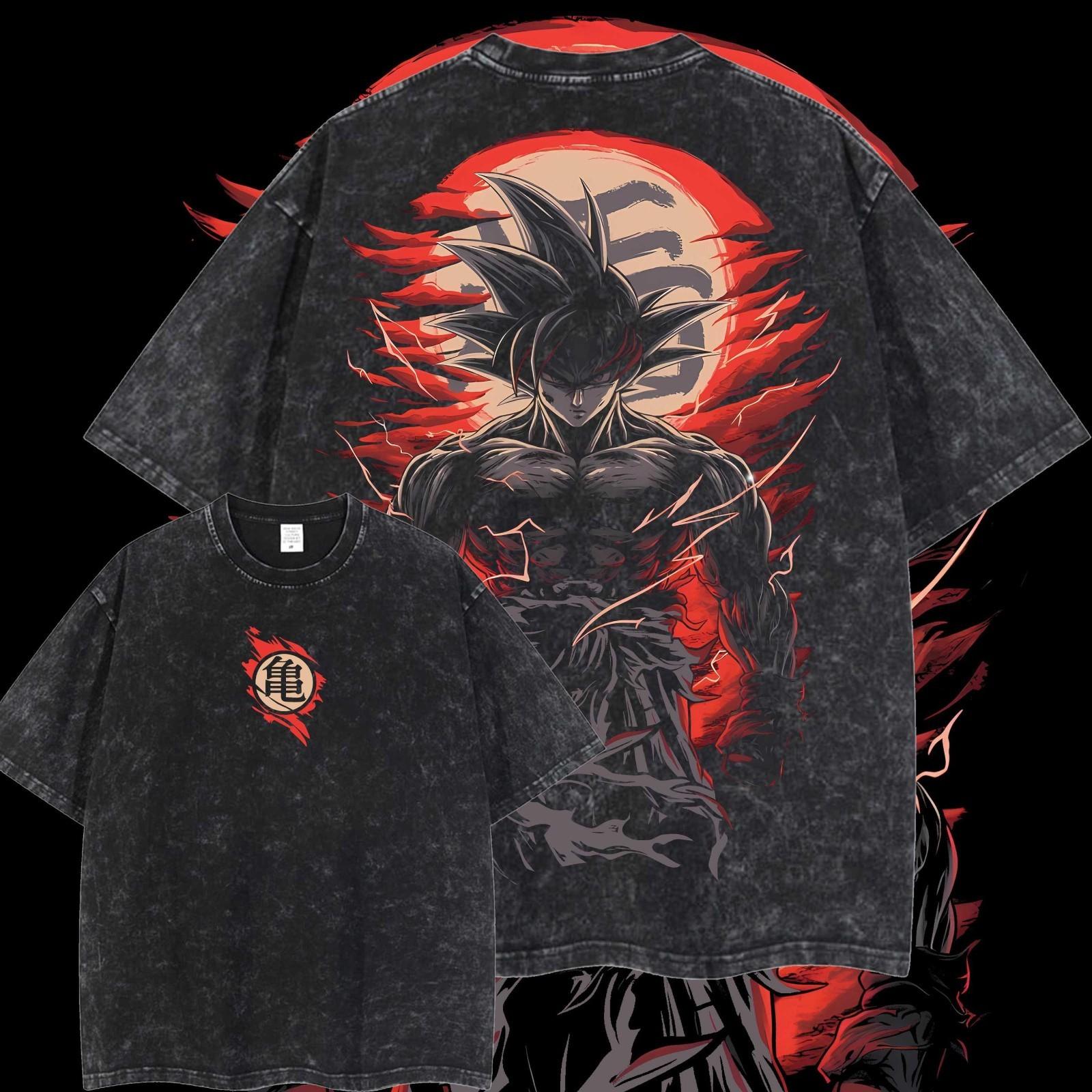 Retro Limited Goku Black Washed T Shirt Dragon Ball Z Oversized Tee S разноцветный