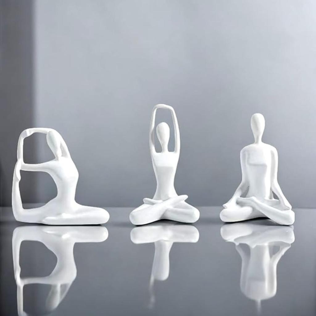 Set of 3 Meditation Yoga Statues, Resin Zen Yoga Figurines for Bookself, Home Decor, Gifts