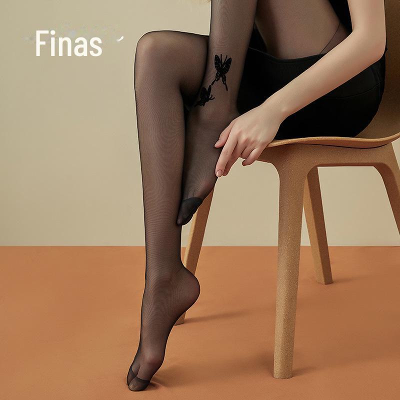 Fenna Butterfly Print 15D Core-Spun Silk Pantyhose for Women - Spring/Summer Thin Stockings.