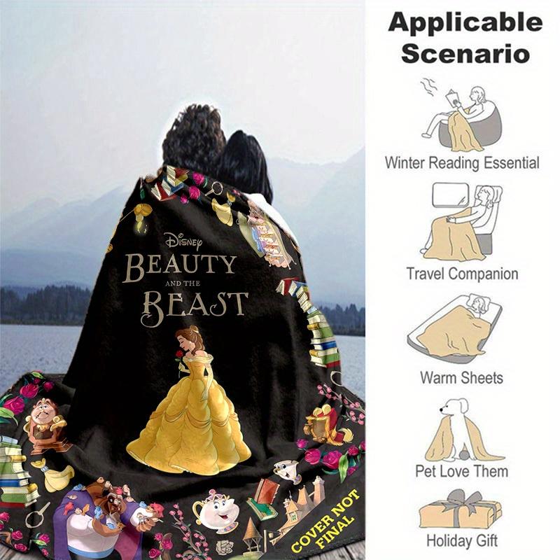 1pc, Disney's Beauty and the Beast Home Décor Blankets Perfect for Bedroom, Living Room, Travel, Camping, Car