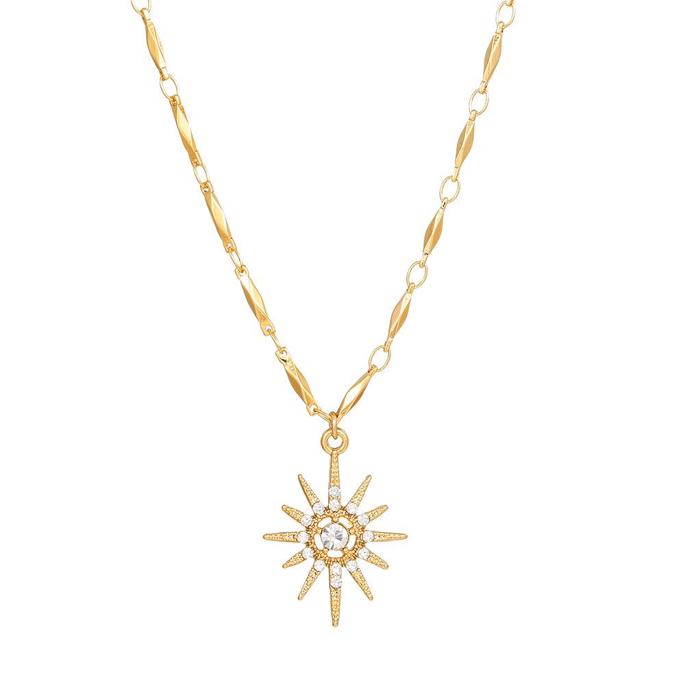 

Vintage Hexagram Necklace Women S Light Luxury Bohemian Sun Flower Collarbone Chain Neck Chain Accessories золотой