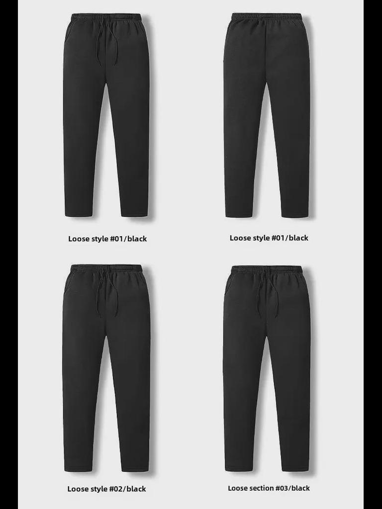 Men's Korean Style Lambskin Pants - Warm, Thick, Straight-Leg, Casual Sportswear for Autumn and Winter