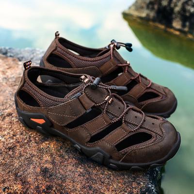 Pánské letní luxusní sandály z prodyšné pravé kůže, outdoorové sandály, trekkingové ležérní plážové boty, pánské mokasíny, velké velikosti 38-48