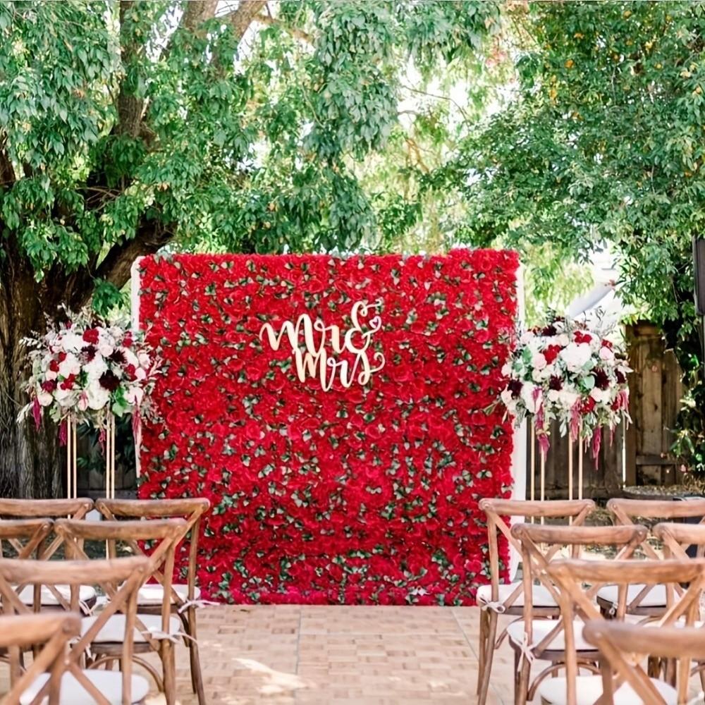 Pink Silk Rose Flower Wall 33x33cm Panel Artificial Flower Backdrop  Photo Studio