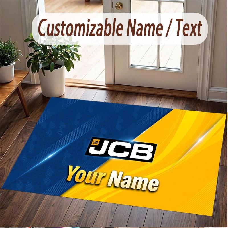Custom Rug JCB Pattern Print Name Text Soft Non‑Slip Floor Carpet for Home Indoor Decoration