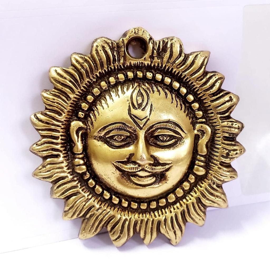 Pure Brass Sun Idol Face Wall Hanging Sun Wall Hanging Statue, Puja Figurine