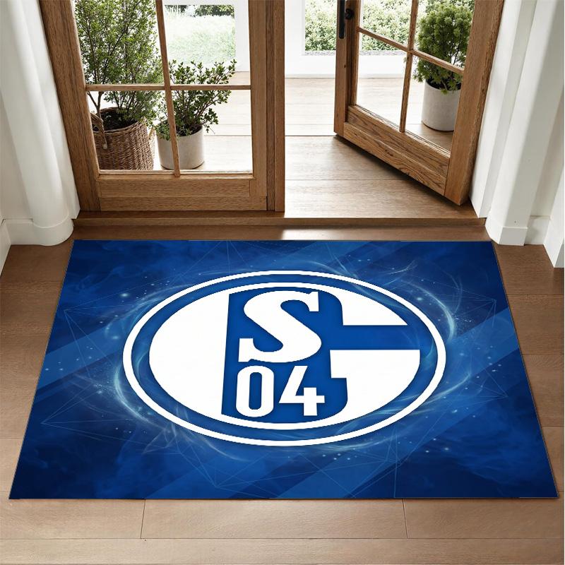 Schalke 04 Design Crystal Velvet Rug Soft Decorative Mat for Bedroom Entrance