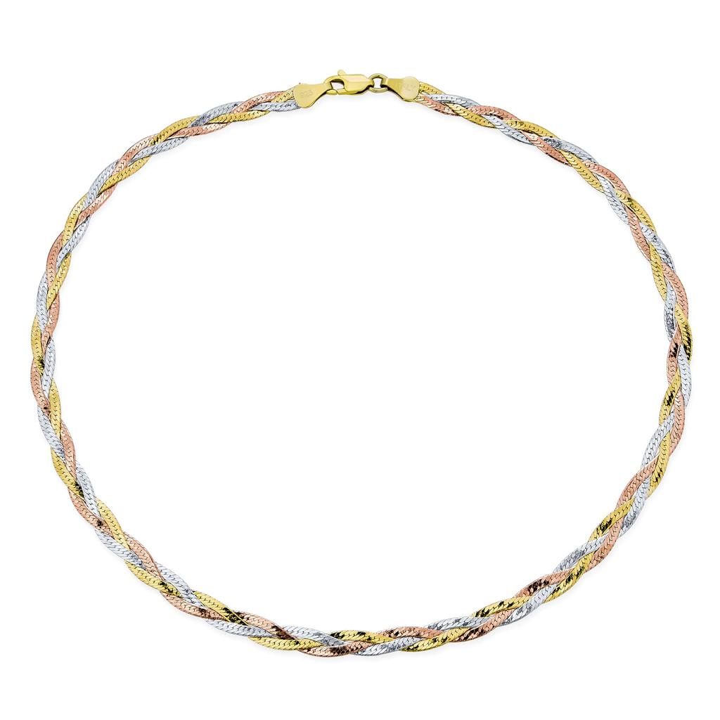 Collier Plaqué Or à Maillons Torsadés - Longueur 41-45 Cm, Occasion Très Beau état