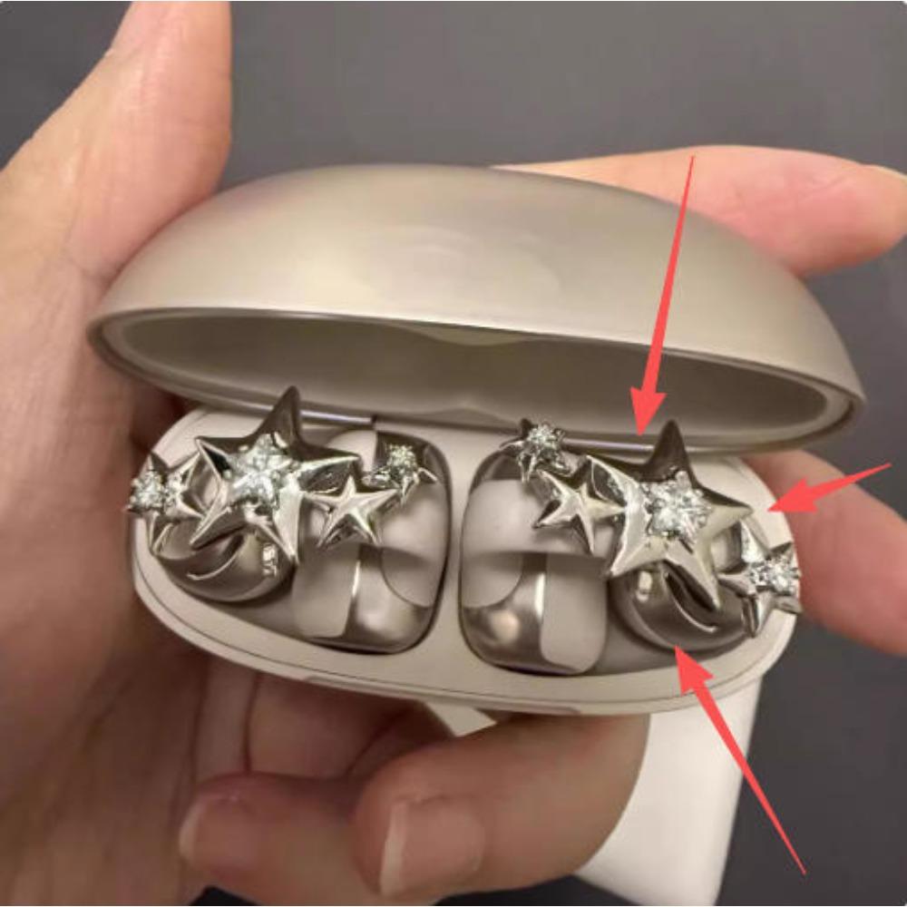 Cute Sparkling Diamond Cherry Blossom Bluetooth Earphone Case Decoration, Fashion Rhinestone Flower Earphone Accessory for Women, 1PC