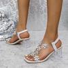2023 Clear Platform Waterproof Chunky Heel Floral Roman Women's Sandals