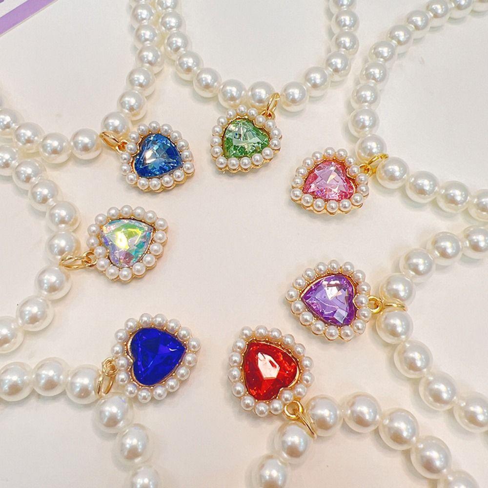 Decorative Pet Pearl Necklace Artificial Pearls/Metal Cat Heart  Necklace  for Puppy Cats