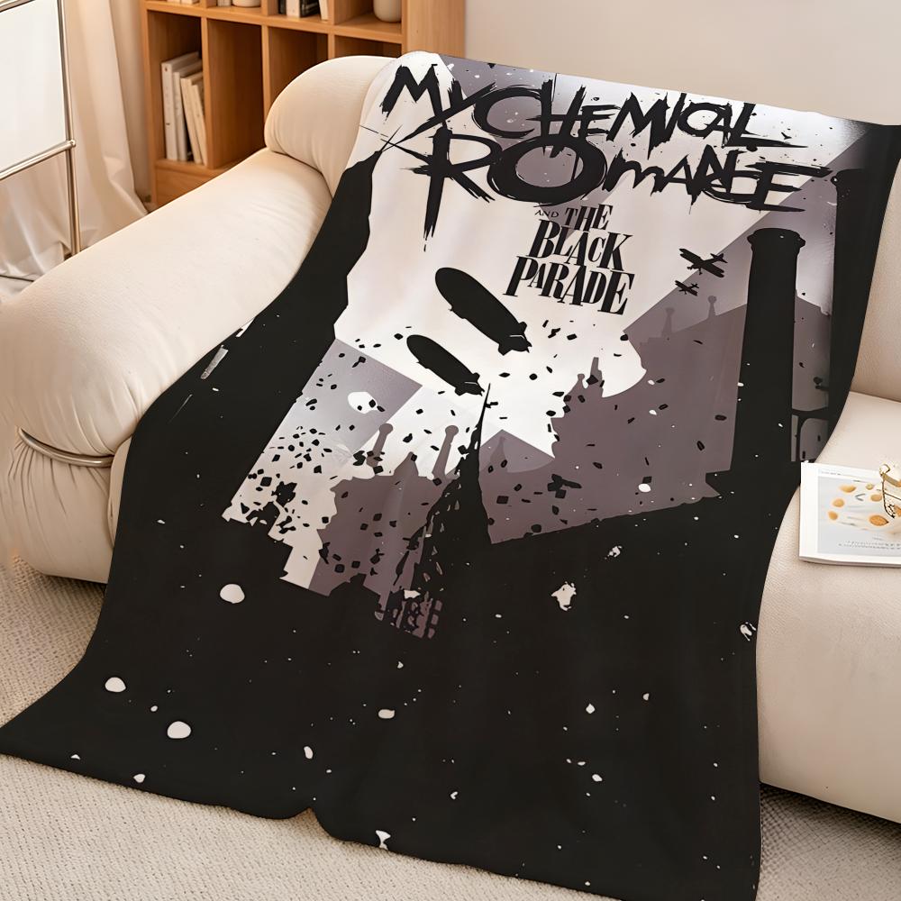 Band M-My C-Chemical R-Romance Throw High-Density Short Plush Blanket Soft Skin-Friendly for Sofa Nap Air-Conditioned Room