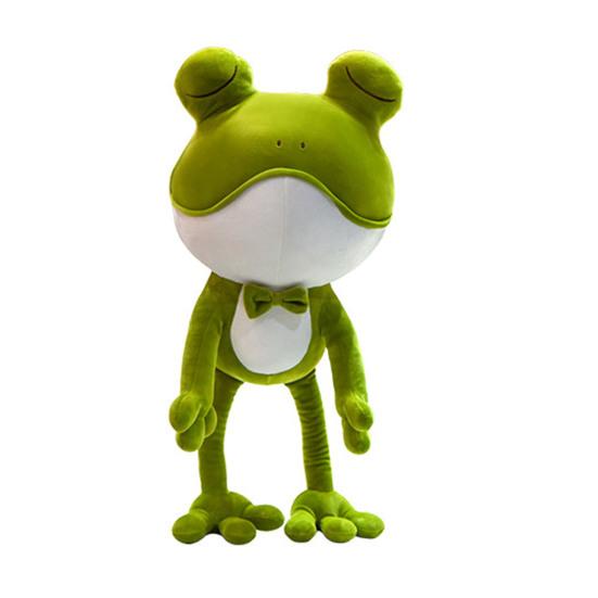 Stuffed Doll Cartoon Skin-friendly Colorful Green Frog Stuffed Doll for Bedroom