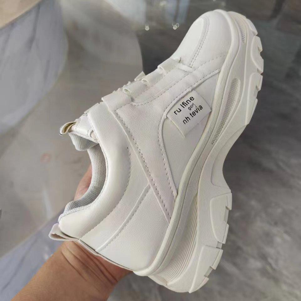 Damenschuhe Frühling Neue Dicke Sohle Erhöhen Damenschuhe Einfarbig Freizeit Sport Kleine Weiße Schuhe Damen