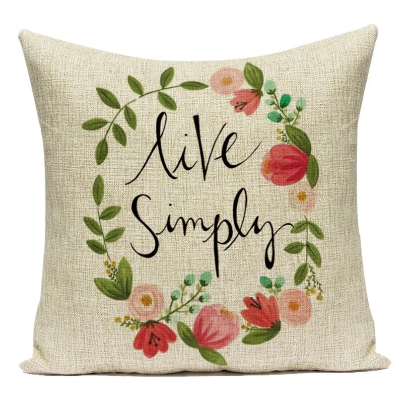 Decorative Throw Pillows Case Color Plant Flower Trees Polyester Sofa Cushion Cover For Living Room Capa De Almofadas
