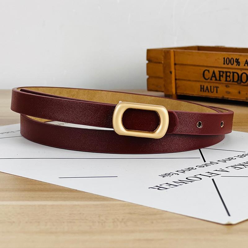 Vintage Thin Waist Belt With Punched Detail And Smooth Buckle Design Casual For